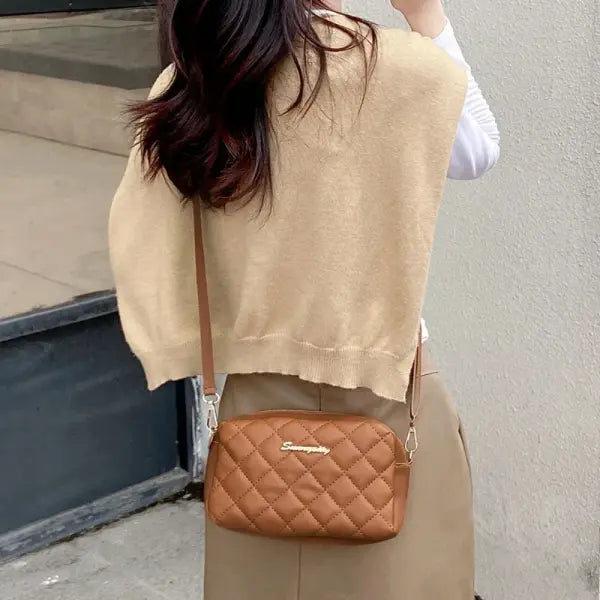 Tassel Small Messenger Bag Lingge Embroidery PU Leather Fashion Crossbody