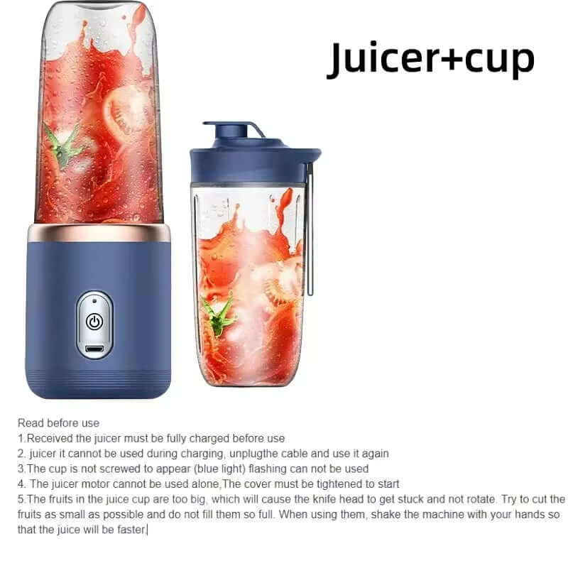 Portable USB Blender Cup | Wireless Juicer | 25000RPM | 6 Blade