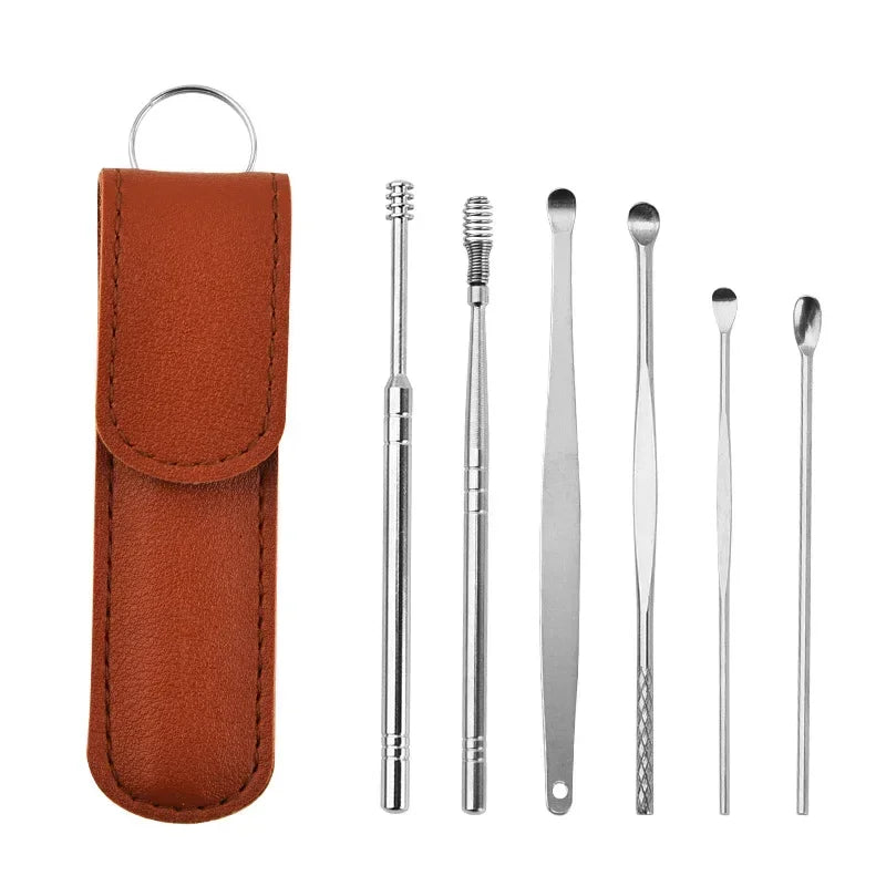 Pack of 6 Ear Pick Kit – Portable Ear Wax Remover with Storage Bag