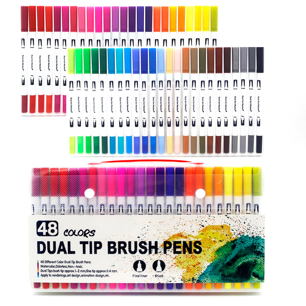 Watercolor markers double ended art set unisex (24 colors) – drawing