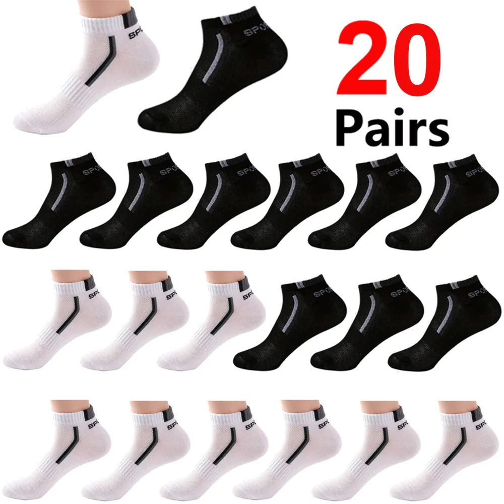 30 Pairs Men’s Ankle Socks – Breathable Mesh, Color-Block Athletic & Casual Low-Cut Socks