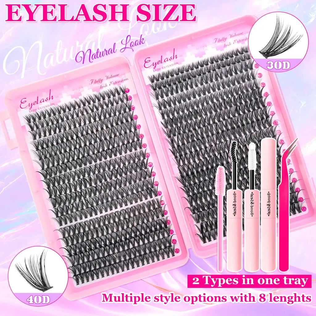 DIY Eyelash Extension Kit – 720pc Mixed Cluster Set | Tidesmit Professional