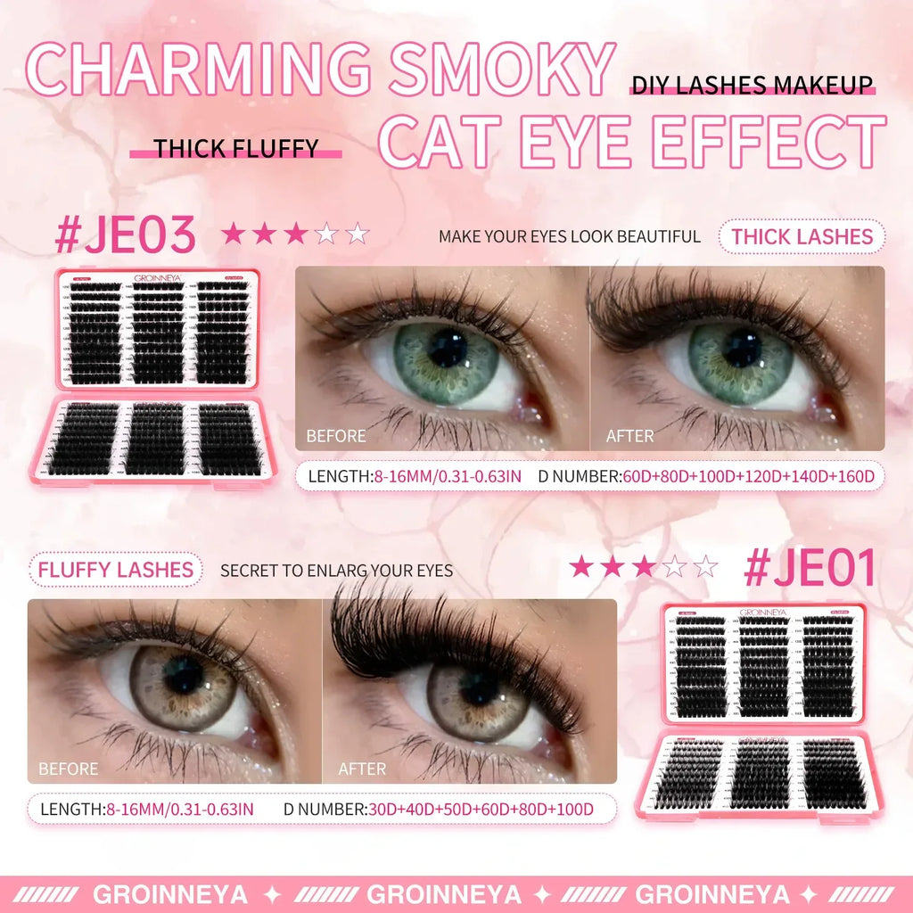 DIY Lash Cluster Extensions Fluffy Cat Eye Set