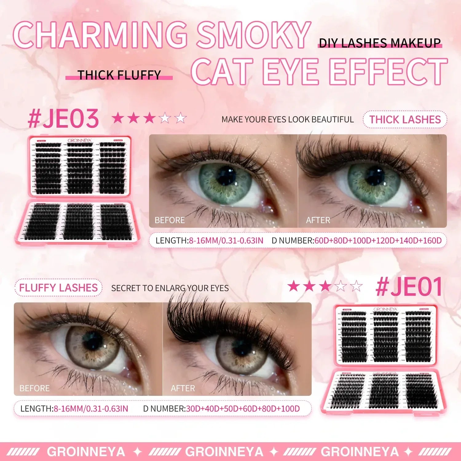 DIY Lash Cluster Extensions Fluffy Cat Eye Set