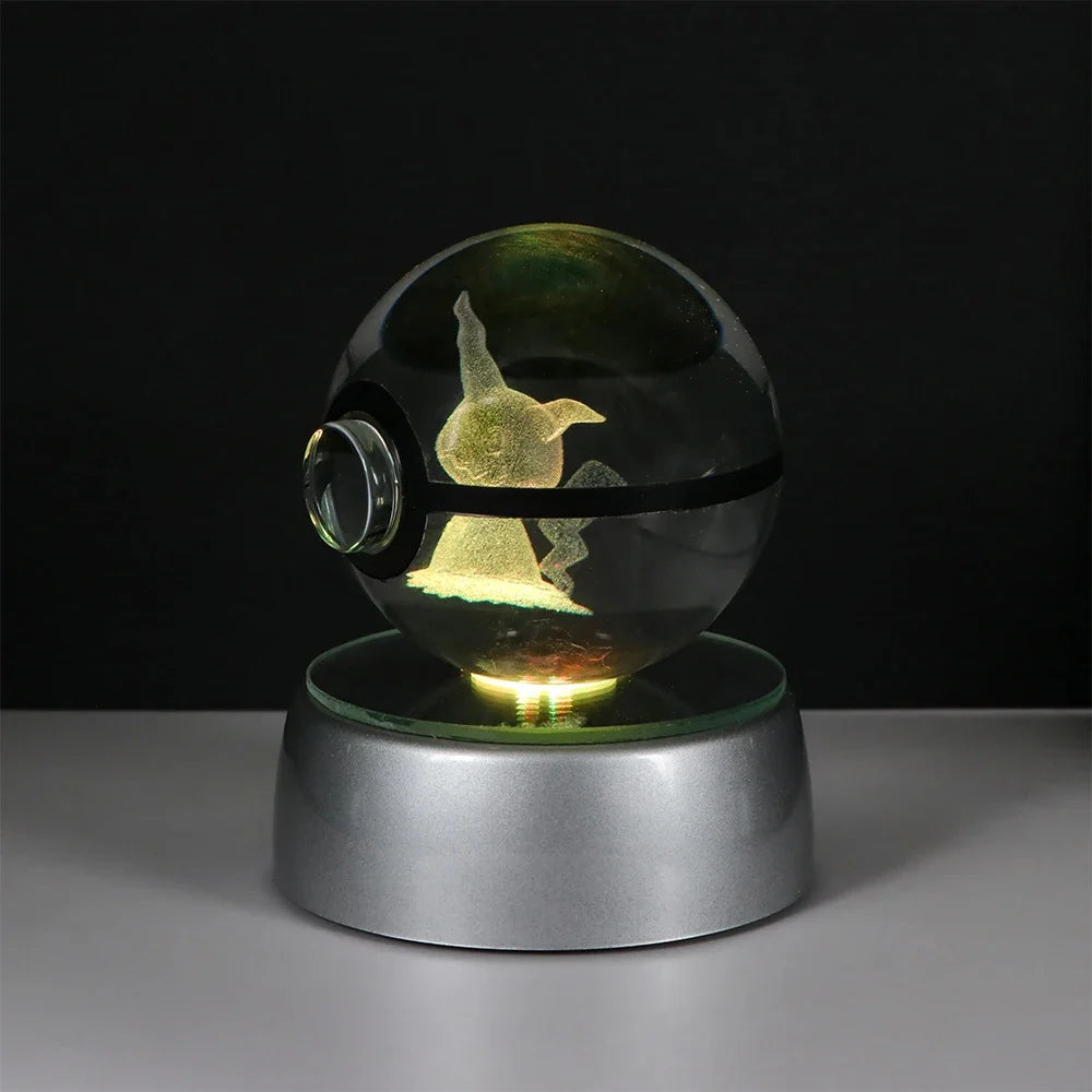 3D Pokémon Crystal Ball: LED Night Light with Rotating Base