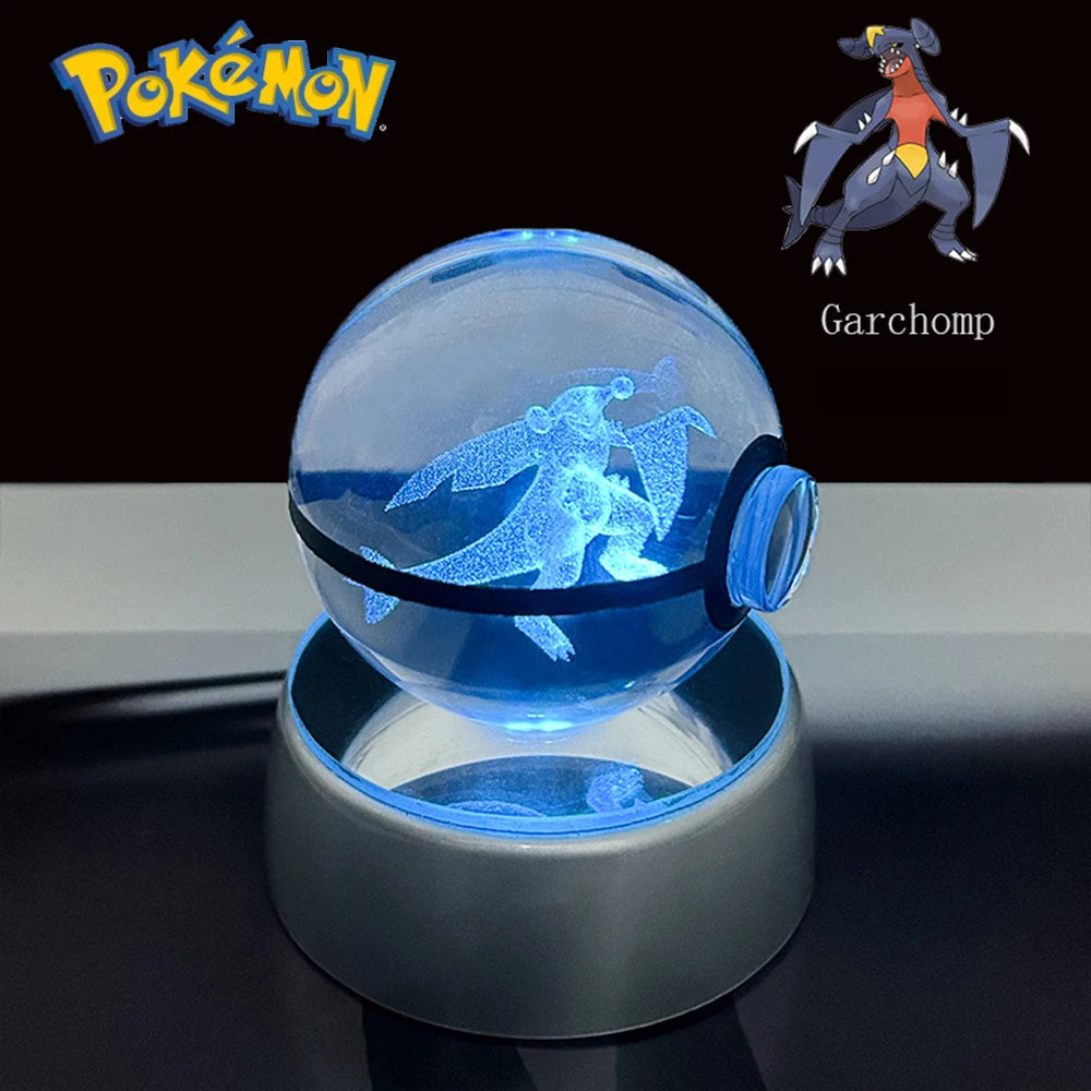 3D Pokémon Crystal Ball: LED Night Light with Rotating Base