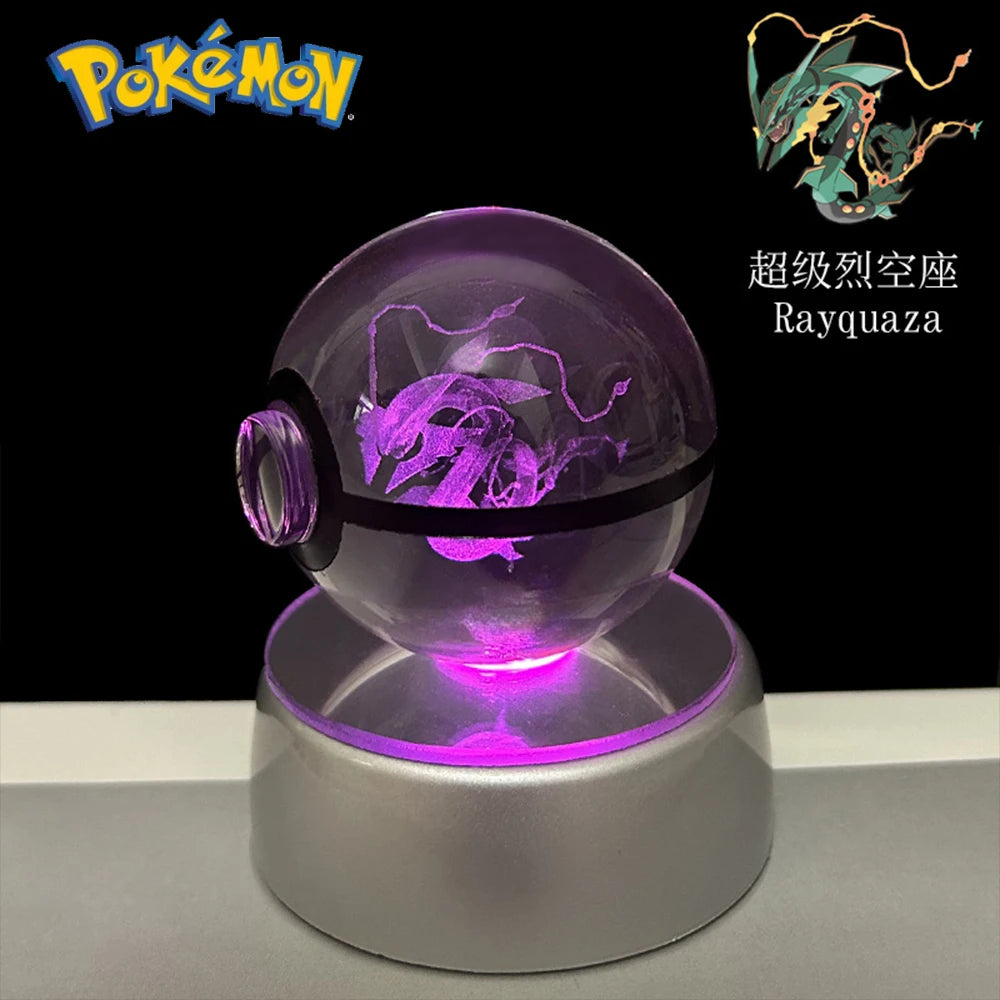 3D Pokémon Crystal Ball: LED Night Light with Rotating Base