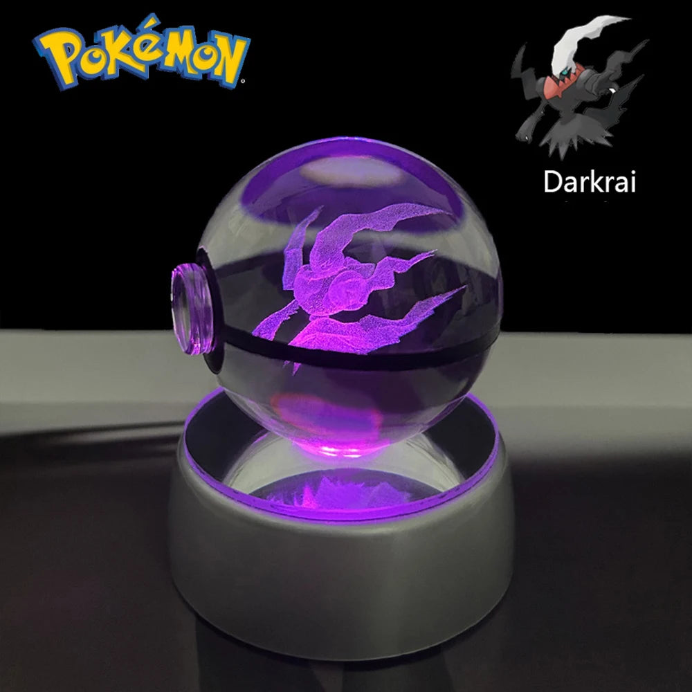 3D Pokémon Crystal Ball: LED Night Light with Rotating Base