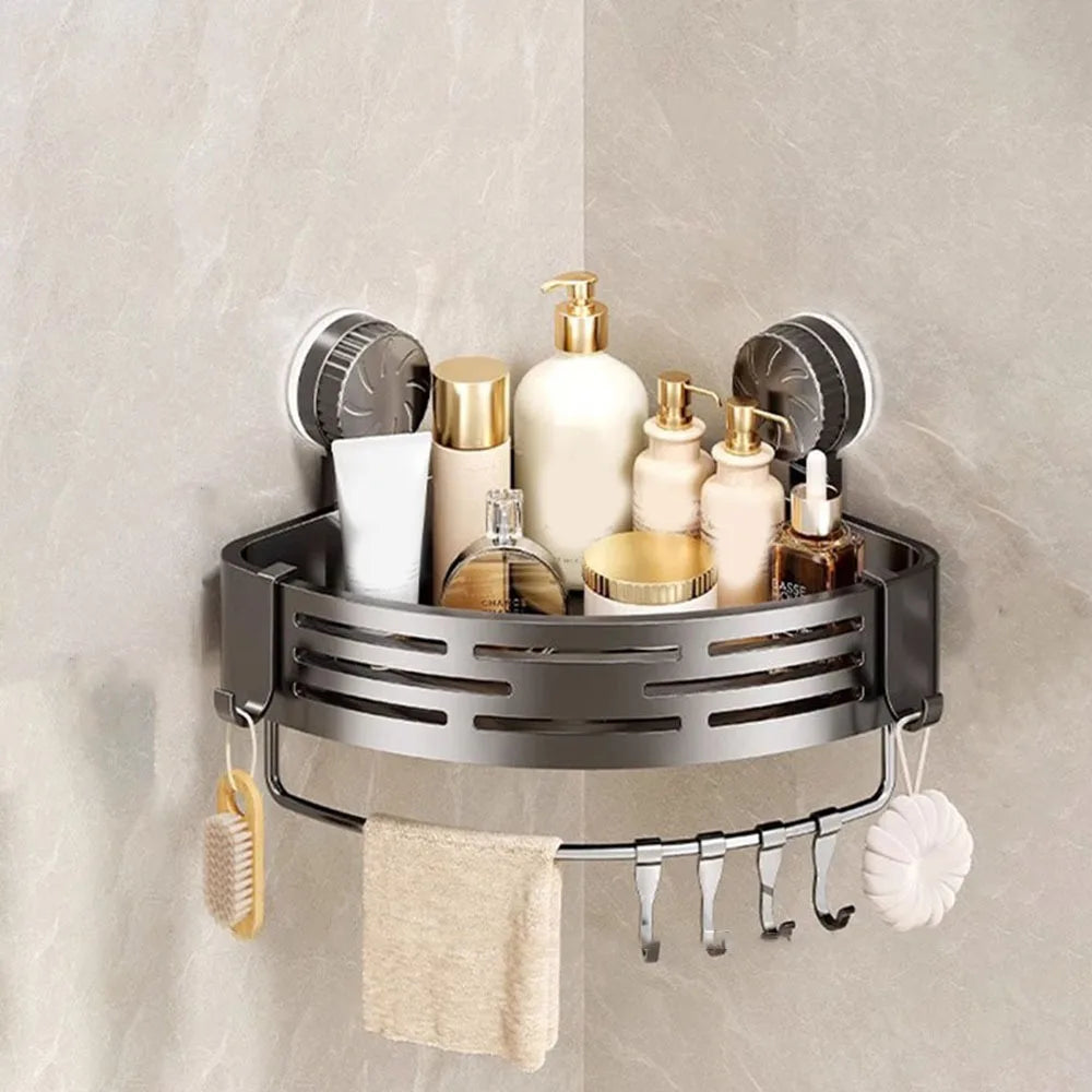 Suction Cup Corner Shower Basket – Single Tier PVC Wall Mount