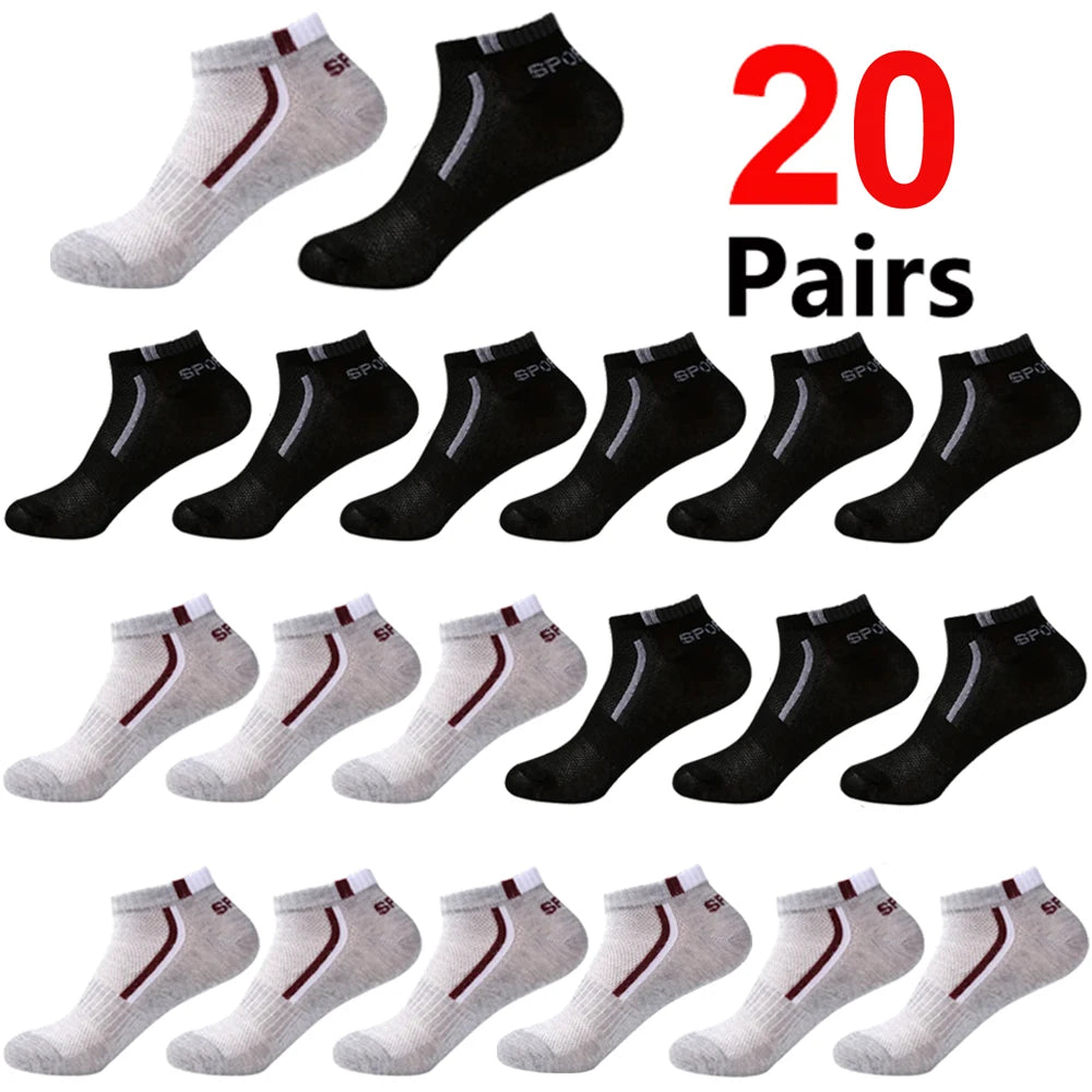 30 Pairs Men’s Ankle Socks – Breathable Mesh, Color-Block Athletic & Casual Low-Cut Socks