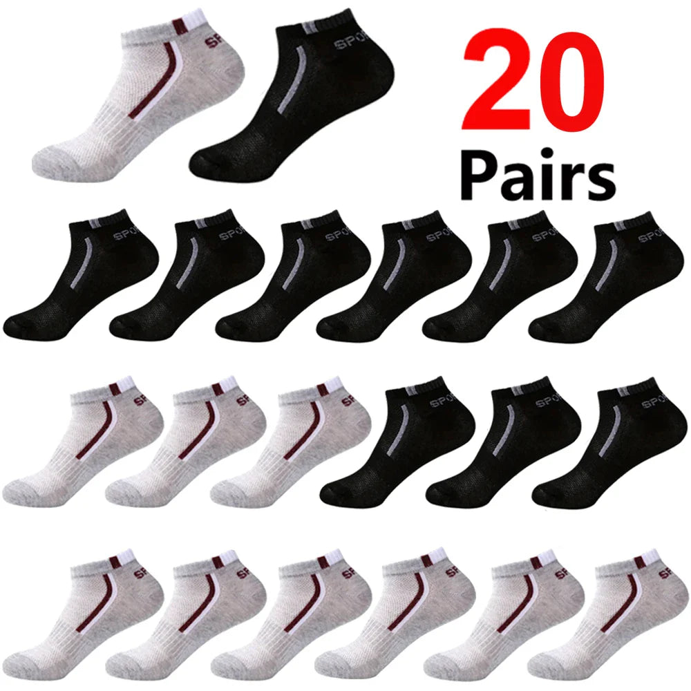 30 Pairs Men’s Ankle Socks – Breathable Mesh, Color-Block Athletic & Casual Low-Cut Socks