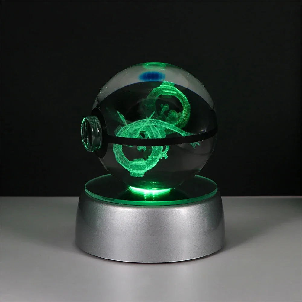 3D Pokémon Crystal Ball: LED Night Light with Rotating Base