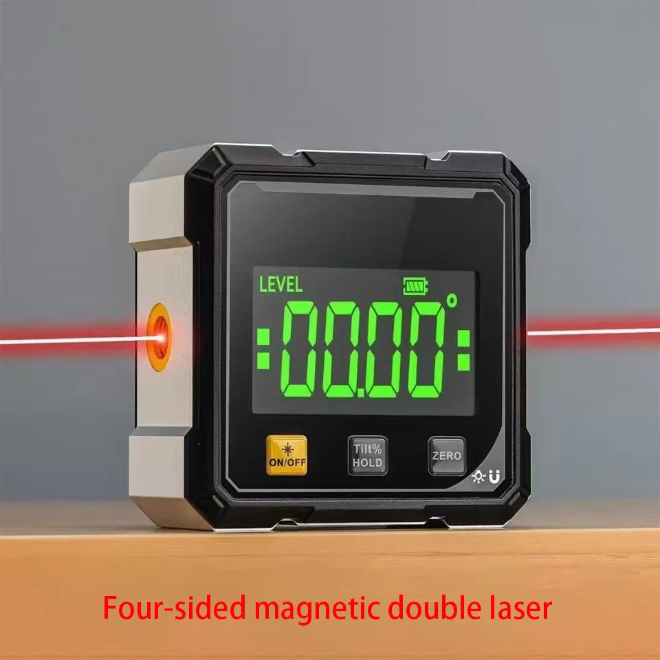 4-Side Magnetic Digital Angle Gauge with Laser