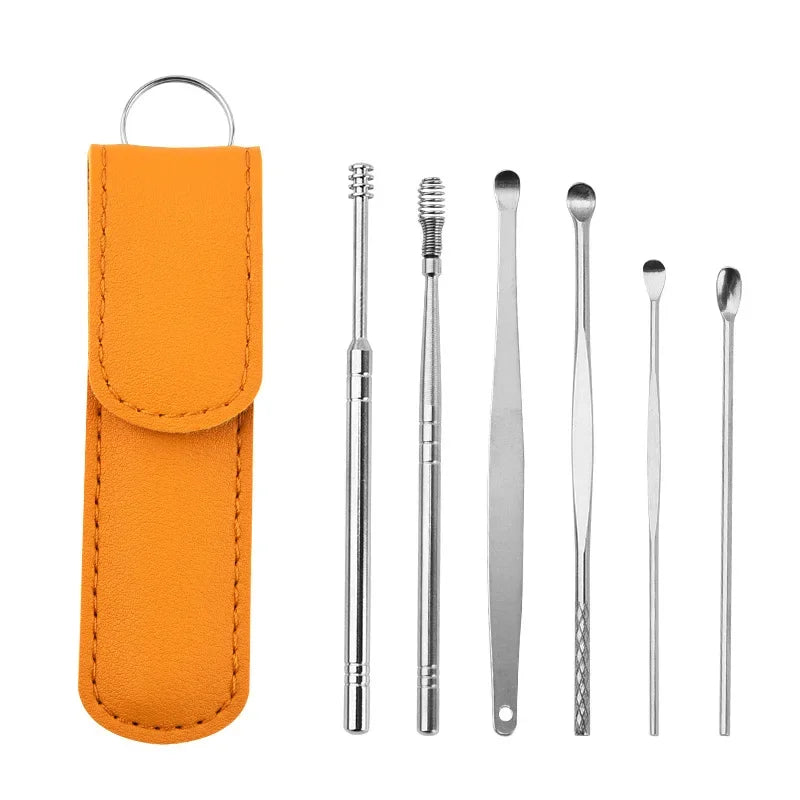 Pack of 6 Ear Pick Kit – Portable Ear Wax Remover with Storage Bag