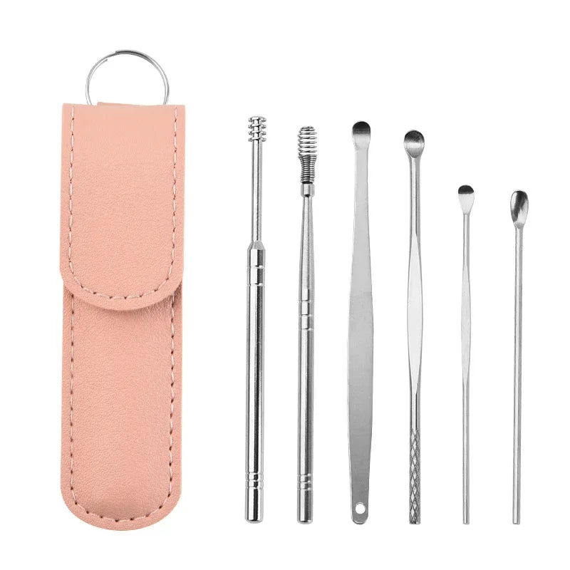 Pack of 6 Ear Pick Kit – Portable Ear Wax Remover with Storage Bag