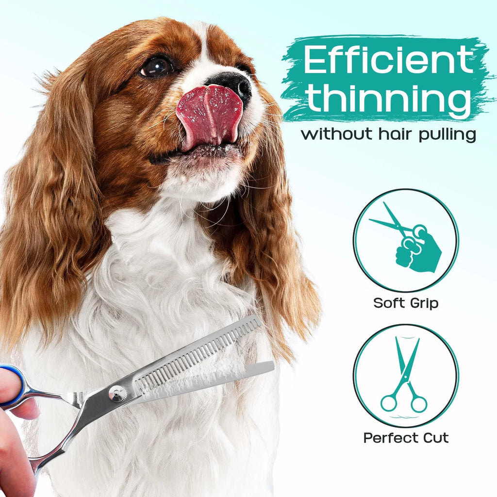 5PCS Pet Grooming Scissors Set – Stainless Steel Dog & Cat Hair Cutting Kit with Safety Round Tips