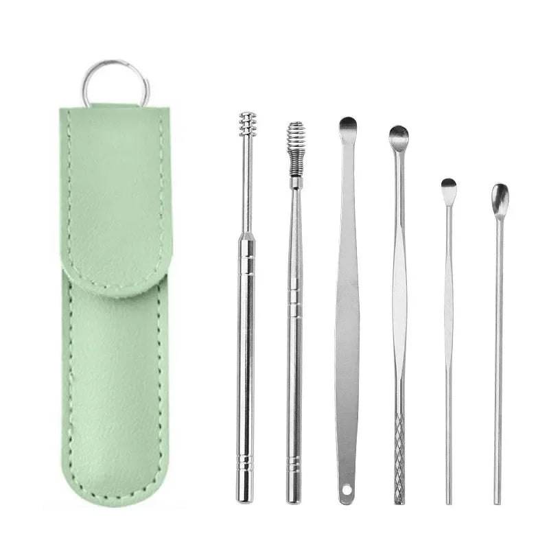 Pack of 6 Ear Pick Kit – Portable Ear Wax Remover with Storage Bag