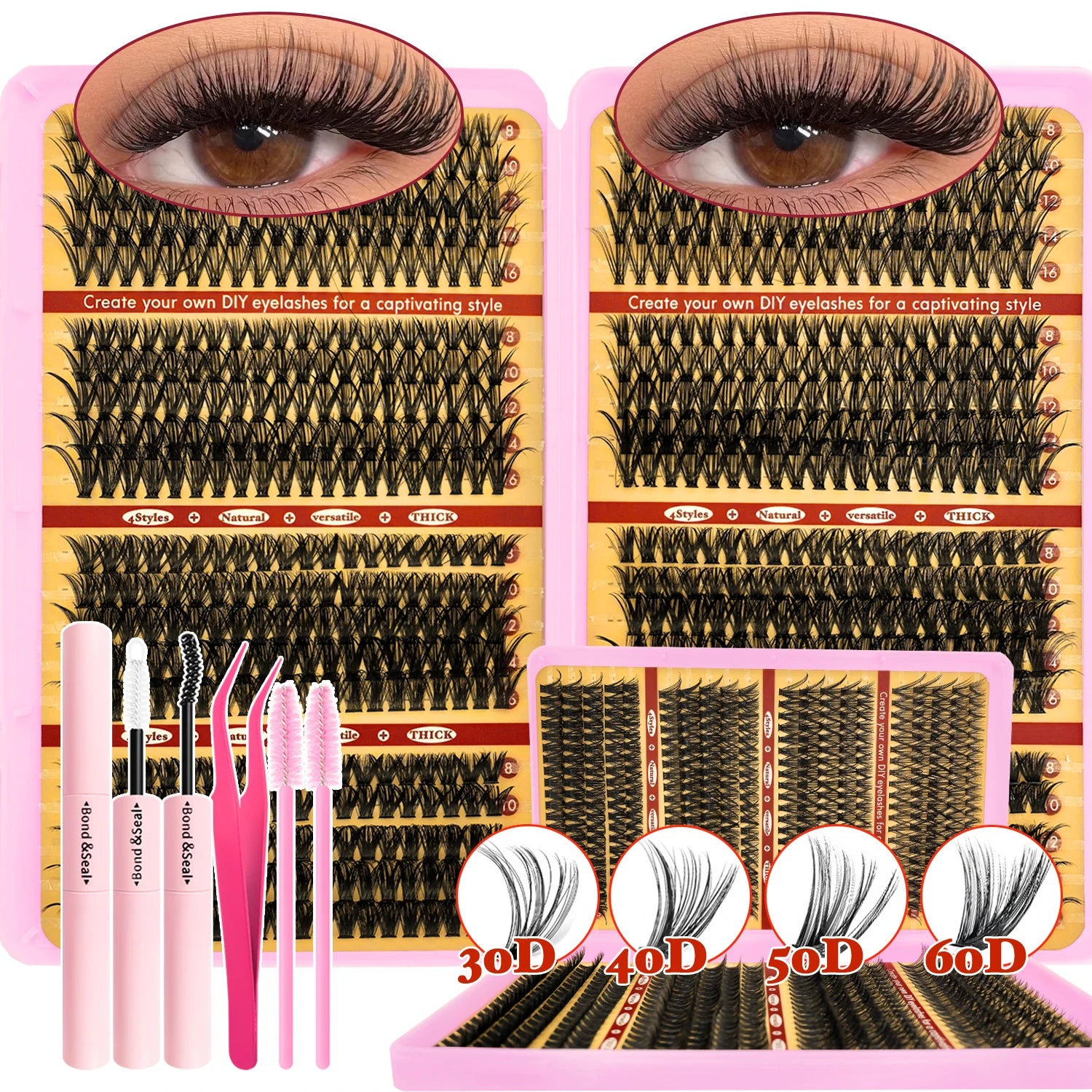 DIY Eyelash Extension Kit – 720pc Mixed Cluster Set | Tidesmit Professional