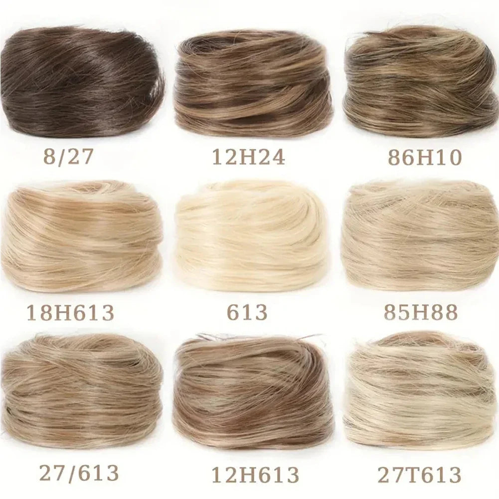Human Hair Buns Ponytail Hairpiece Brazilian Hair Pieces Bun For Women Scrunchies Updos Donut Chignon 100% Human Hair Extensions