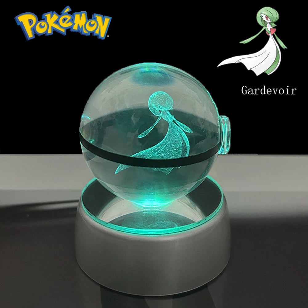 3D Pokémon Crystal Ball: LED Night Light with Rotating Base
