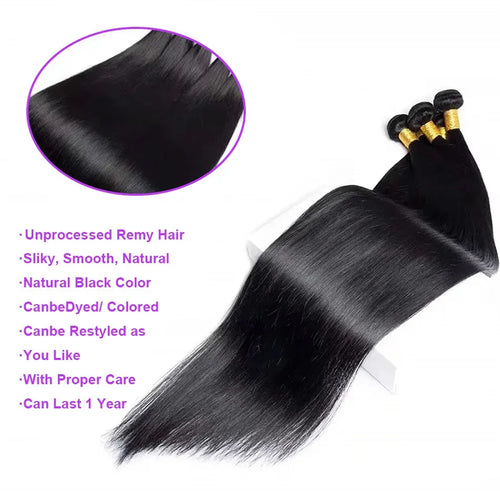 14A 36 Inch Bone Straight Weave Human Hair Bundles Raw Hair Extensions Brazilian Natural Black 1 3 4 Bundle Deals Unprocessed