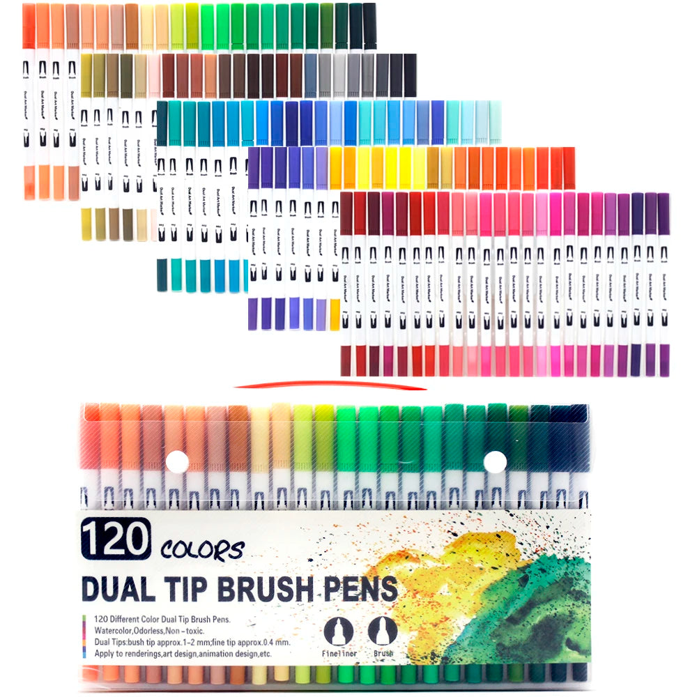 Watercolor markers double ended art set unisex (24 colors) – drawing