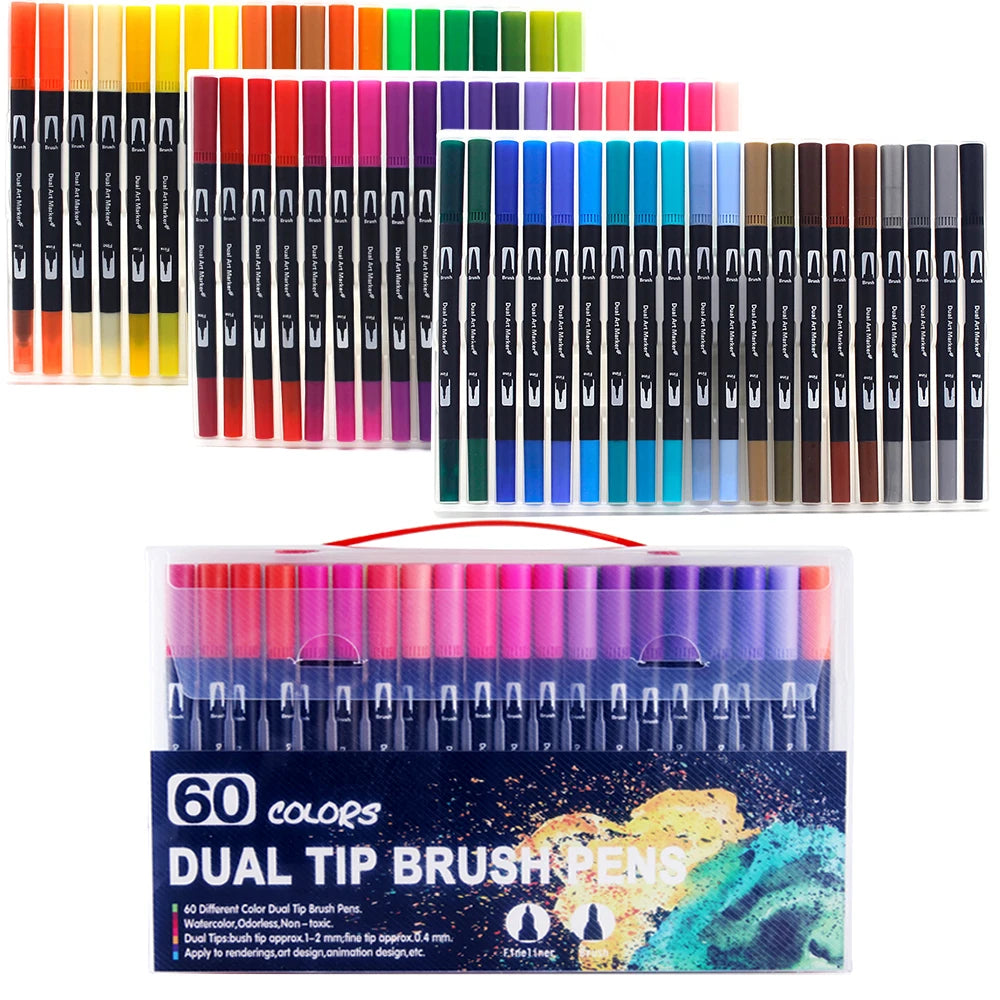 Watercolor markers double ended art set unisex (24 colors) – drawing