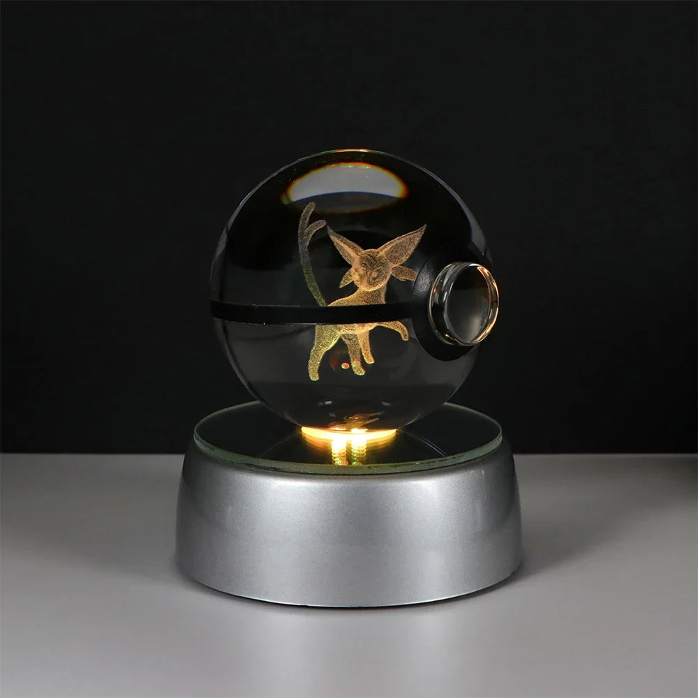 3D Pokémon Crystal Ball: LED Night Light with Rotating Base