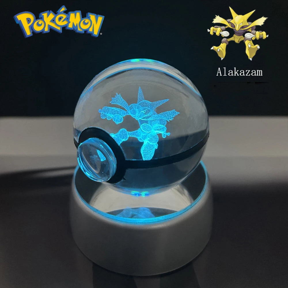 3D Pokémon Crystal Ball: LED Night Light with Rotating Base