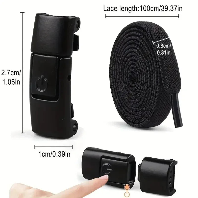 8MM No-Tie Elastic Shoe Laces with Press Lock – Widened Flat Design for Kids & Adults