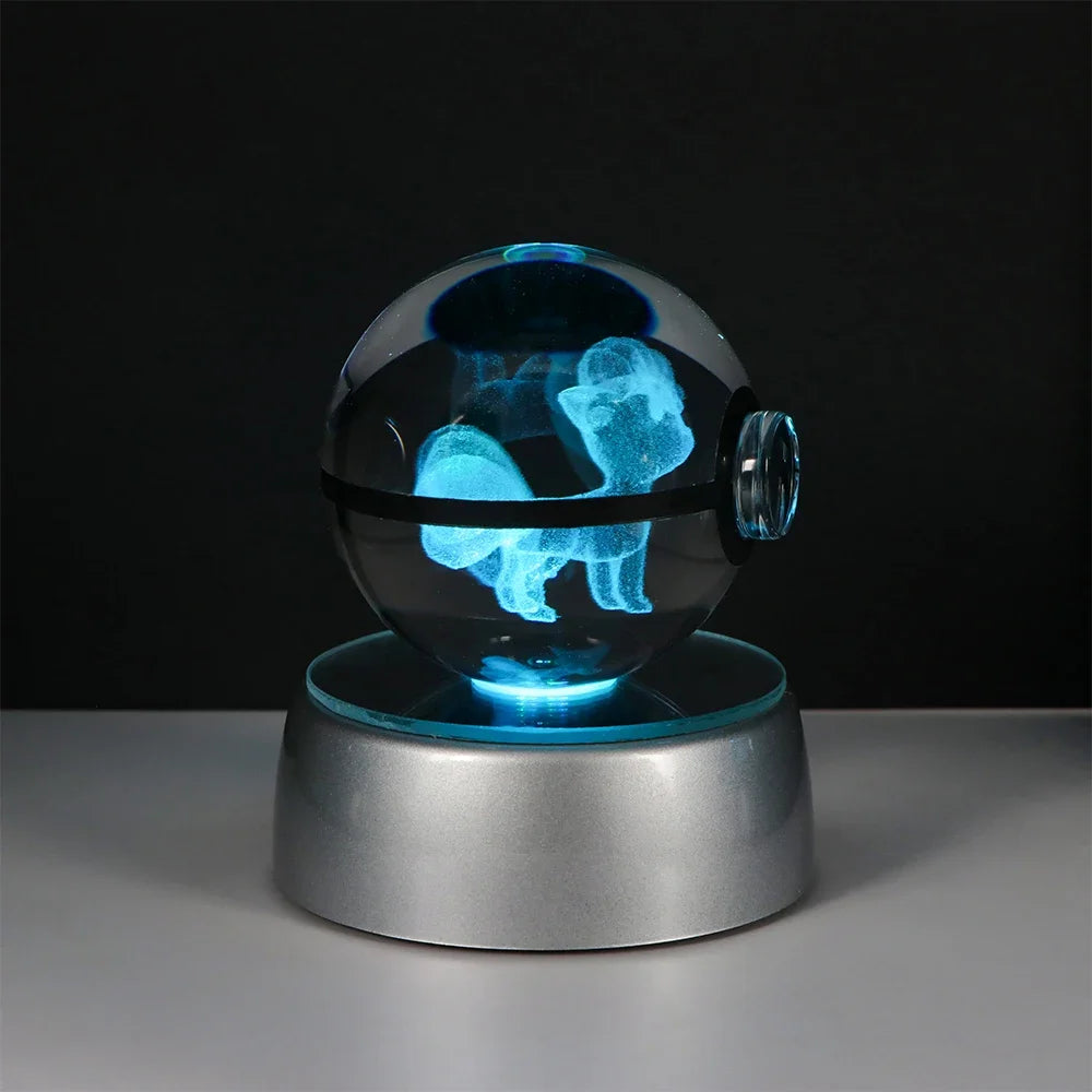 3D Pokémon Crystal Ball: LED Night Light with Rotating Base