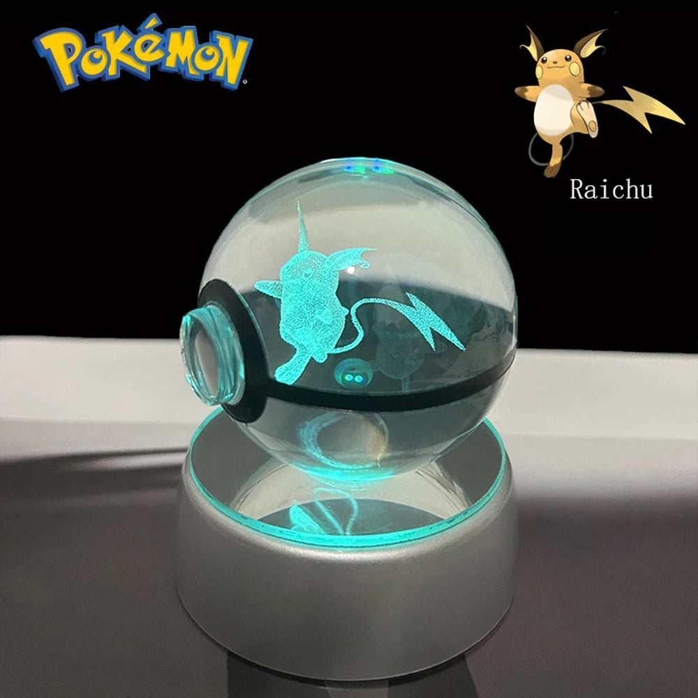 3D Pokémon Crystal Ball: LED Night Light with Rotating Base