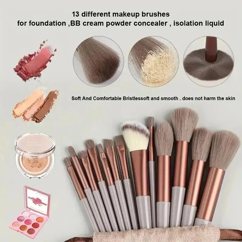 Professional 13–16Pcs Makeup Brush Set with Bag