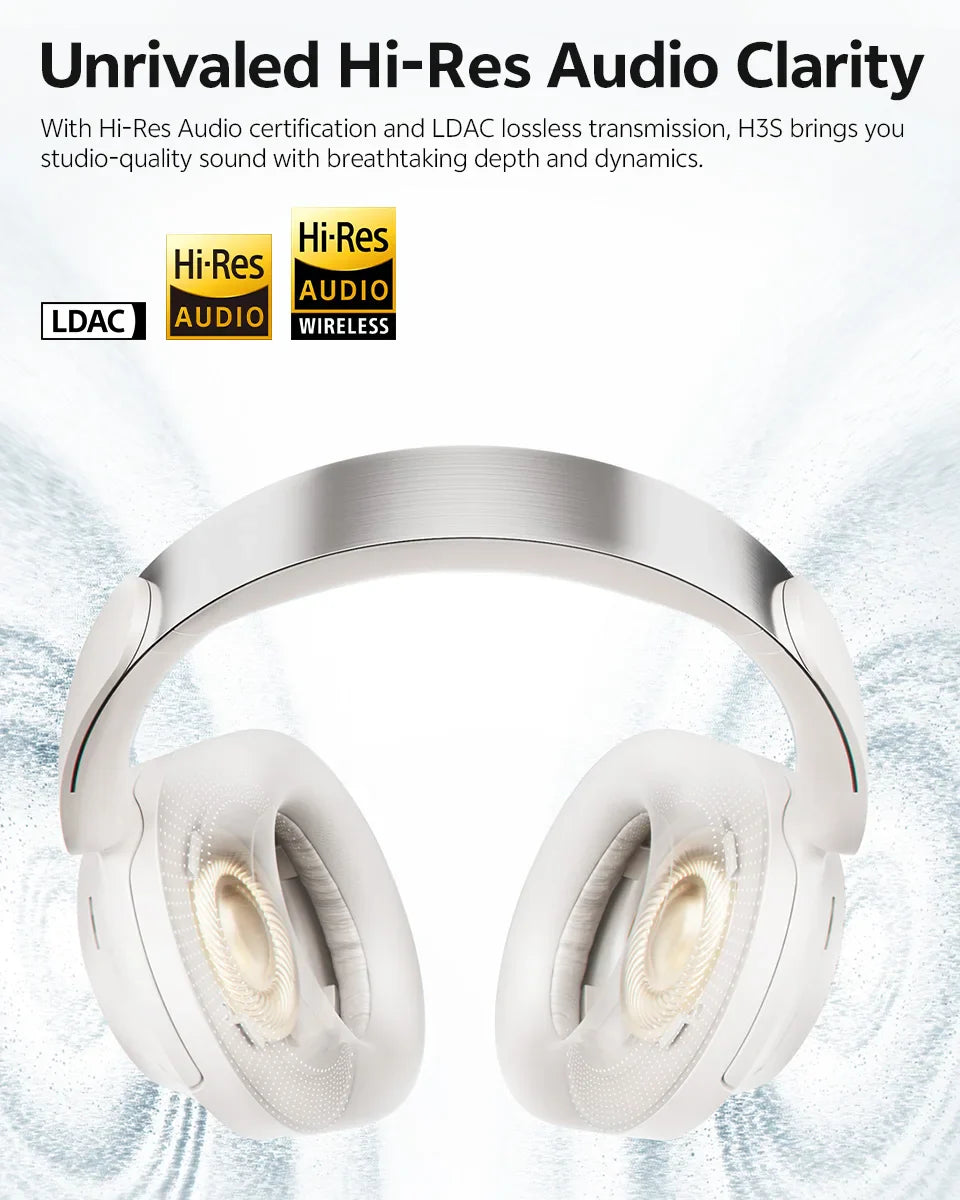 QCY H3S -56dB Adaptive ANC Over Ear Headphone Hi-Res LDAC Spatial Sound Wireless Earphone Bluetooth 6.0 Dual Driver 102H Headset