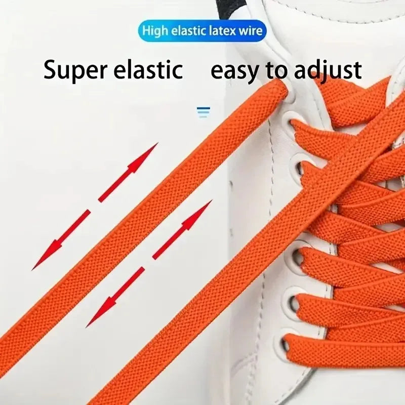 8MM No-Tie Elastic Shoe Laces with Press Lock – Widened Flat Design for Kids & Adults