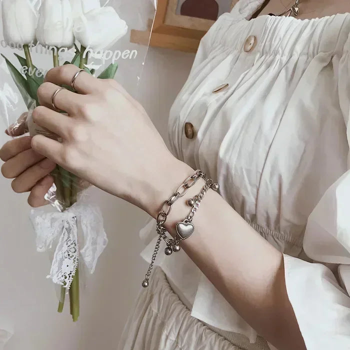 4pcs Bracelet Suit Fashion Green Grandmother Diamond Stretch Bracelet Women's Set