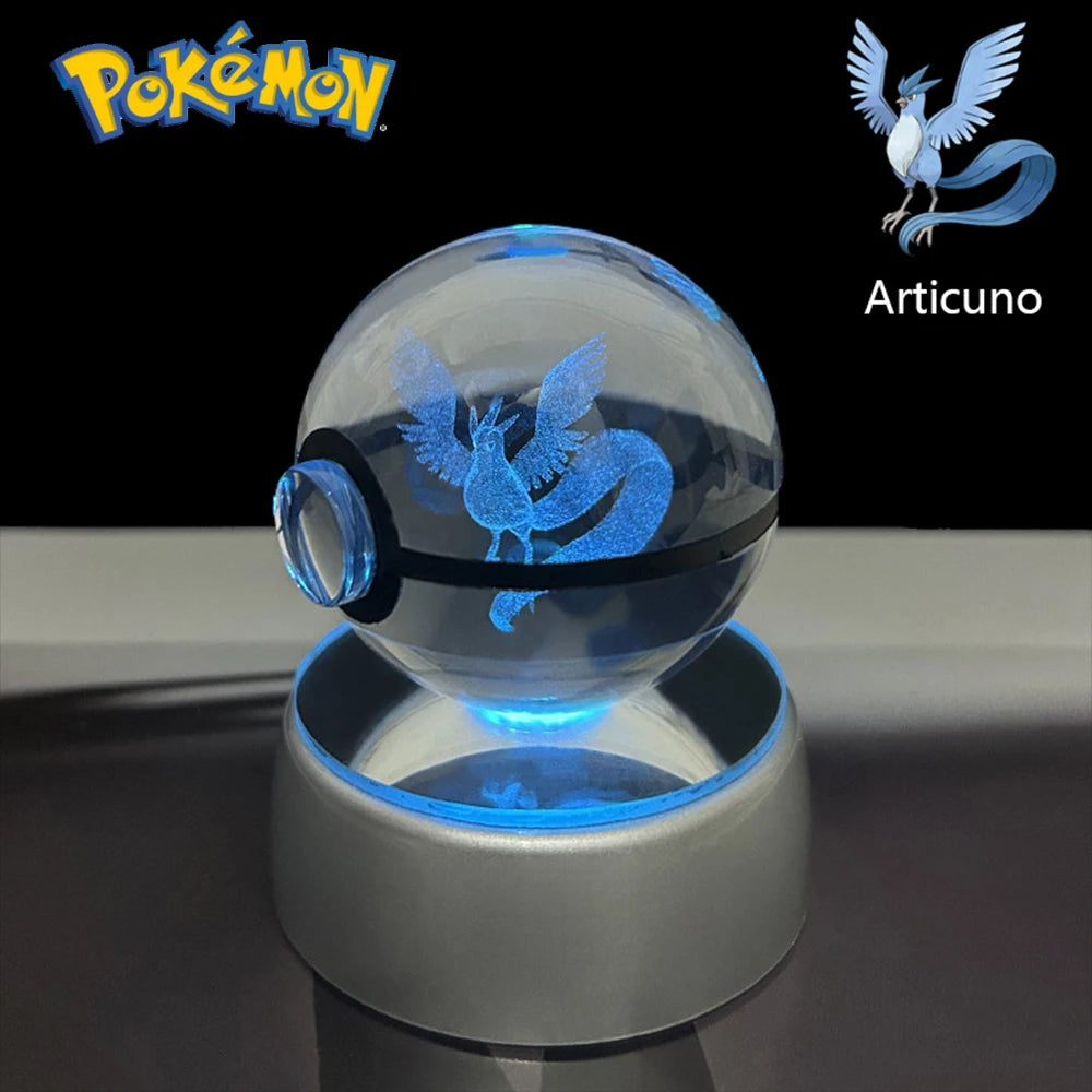 3D Pokémon Crystal Ball: LED Night Light with Rotating Base