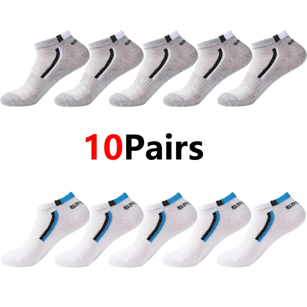30 Pairs Men’s Ankle Socks – Breathable Mesh, Color-Block Athletic & Casual Low-Cut Socks