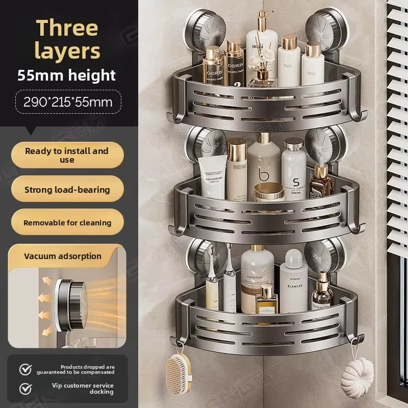 Suction Cup Corner Shower Basket – Single Tier PVC Wall Mount