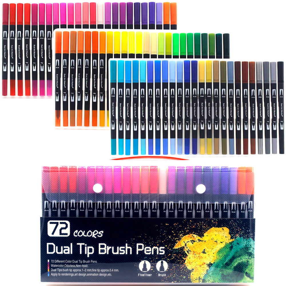 Watercolor markers double ended art set unisex (24 colors) – drawing