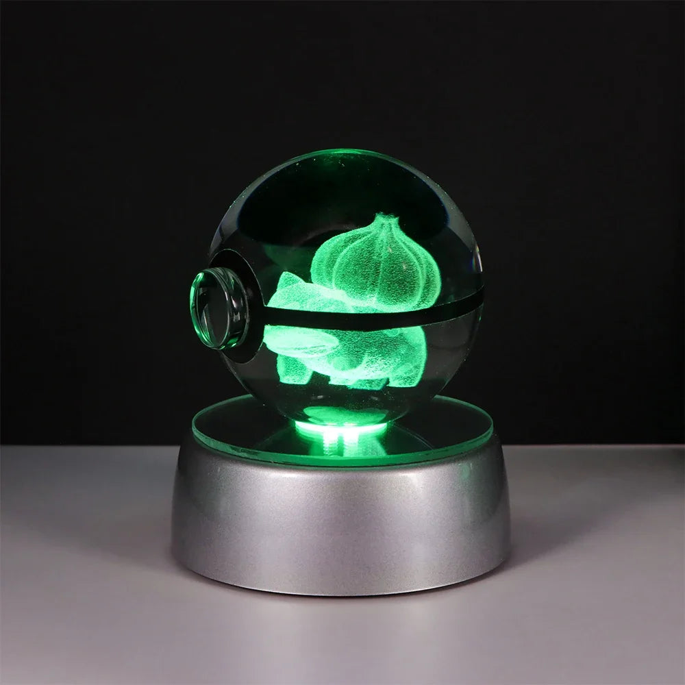3D Pokémon Crystal Ball: LED Night Light with Rotating Base