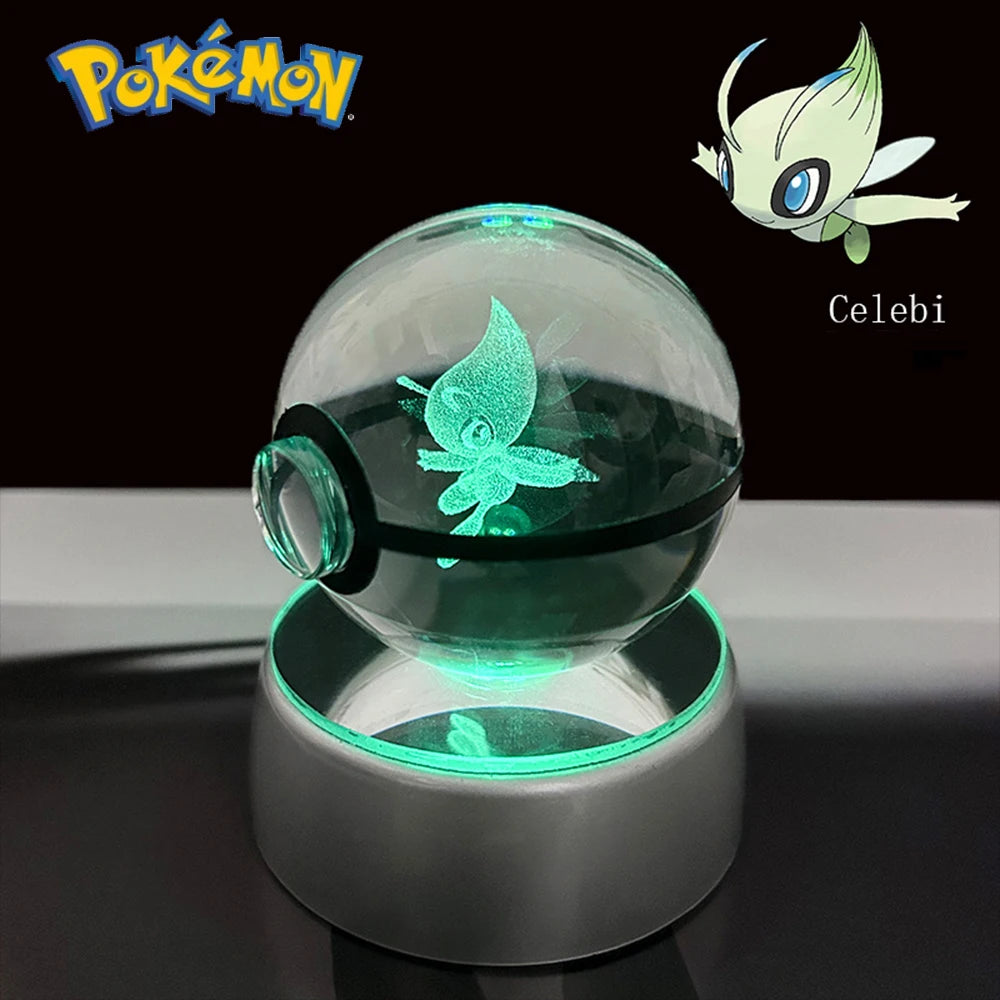 3D Pokémon Crystal Ball: LED Night Light with Rotating Base