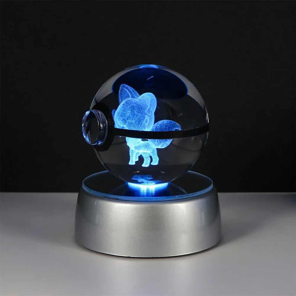 3D Pokémon Crystal Ball: LED Night Light with Rotating Base