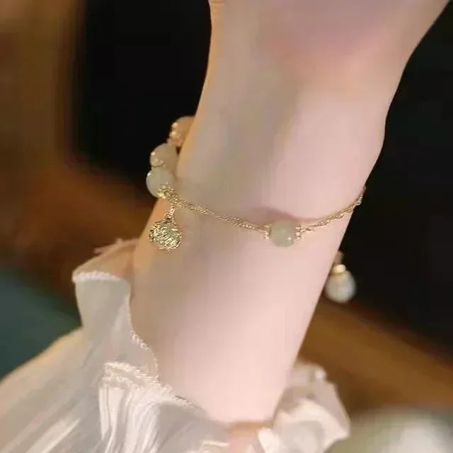 4pcs Bracelet Suit Fashion Green Grandmother Diamond Stretch Bracelet Women's Set