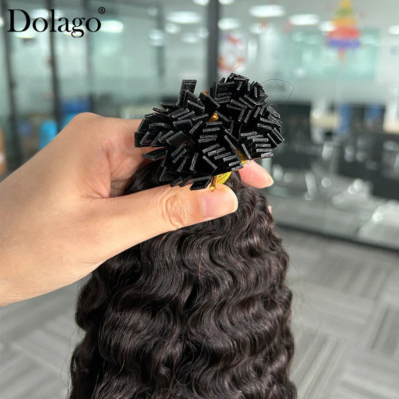 K Tips Hair Extensions For Women Burmese Curly Hair Bundles Human Hair Natural Black Flat Tips Extensions Vietnamese Bulk Hair