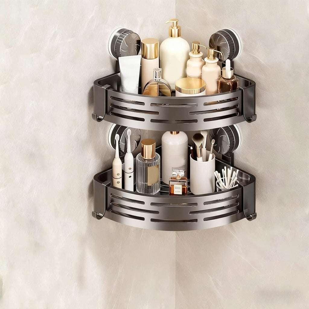 Suction Cup Corner Shower Basket – Single Tier PVC Wall Mount