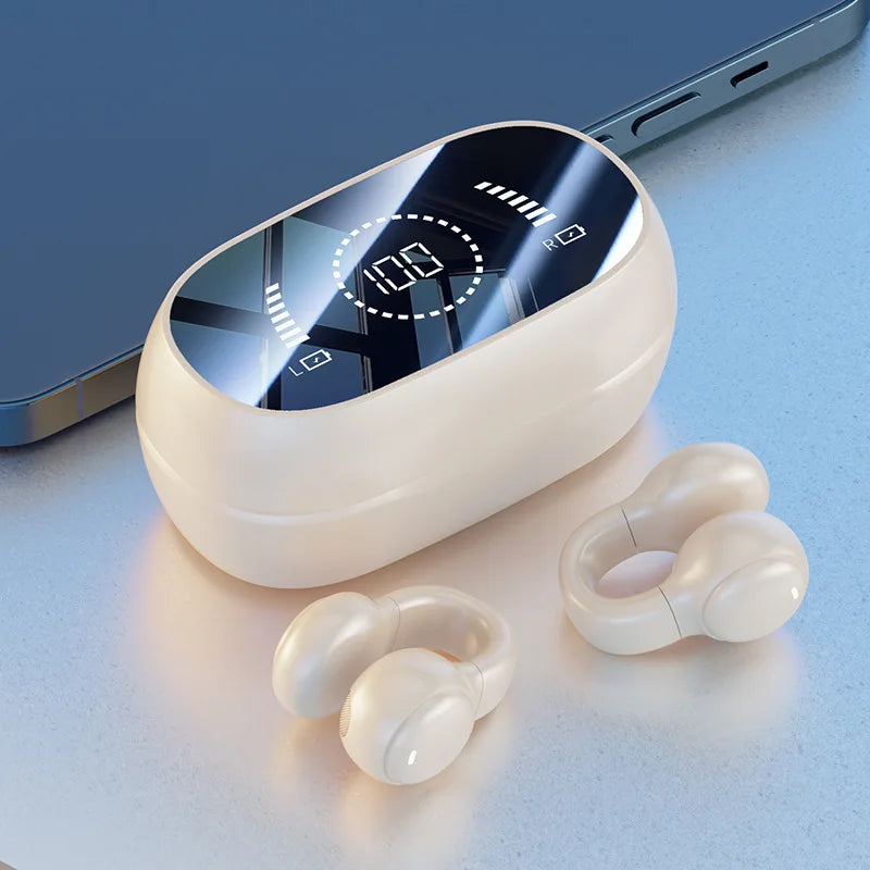 Wireless Ear Clip Bluetooth Headphones – Open-Ear Sport Earbuds with Mic
