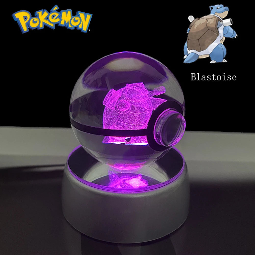 3D Pokémon Crystal Ball: LED Night Light with Rotating Base