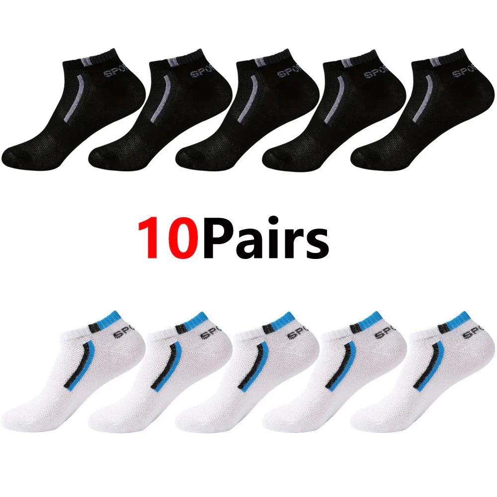 30 Pairs Men’s Ankle Socks – Breathable Mesh, Color-Block Athletic & Casual Low-Cut Socks