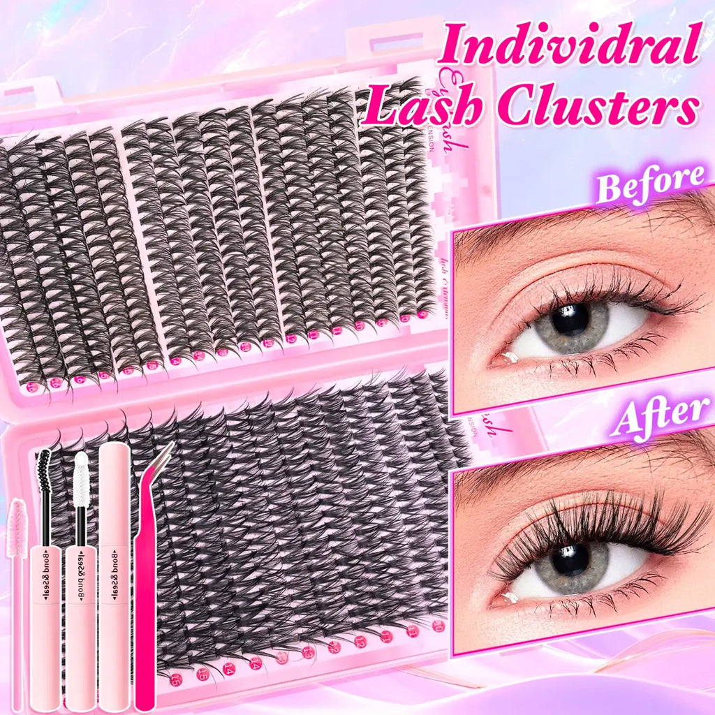 DIY Eyelash Extension Kit – 720pc Mixed Cluster Set | Tidesmit Professional
